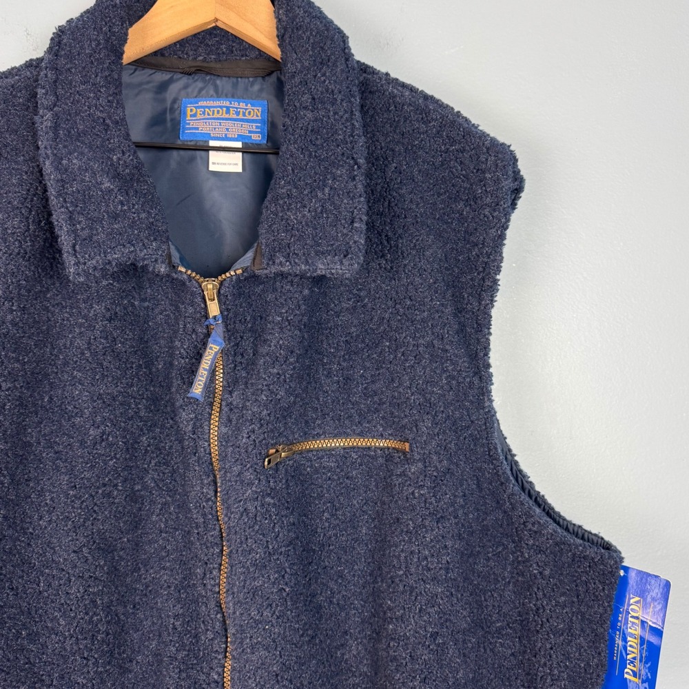 NEW Pendleton Men's XL‎ Navy Blue Sherpa Fleece Vest Full Zip Acrylic Polyester